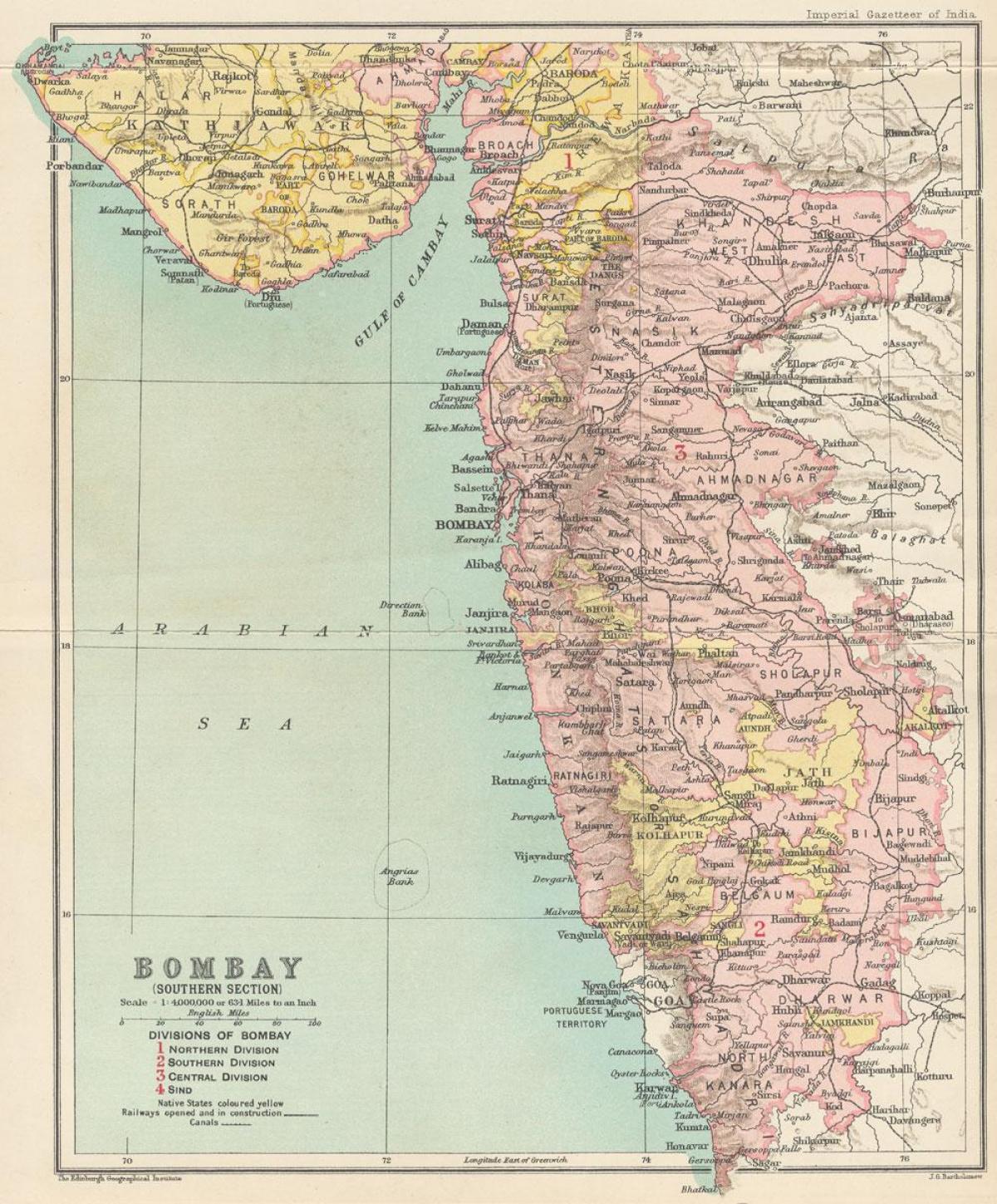 Karte der Präsidentschaft Bombay