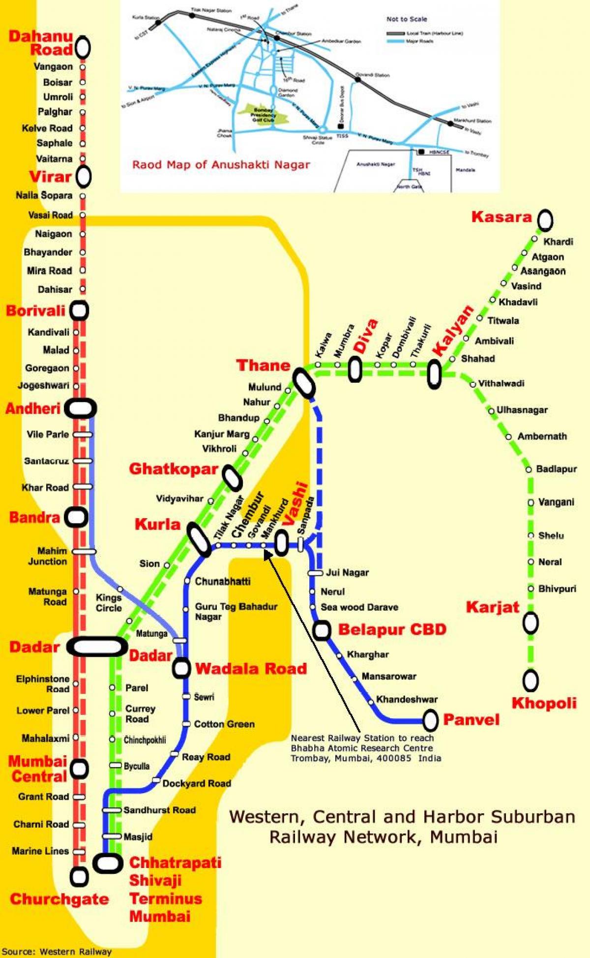 Mumbai central line-Stationen anzeigen