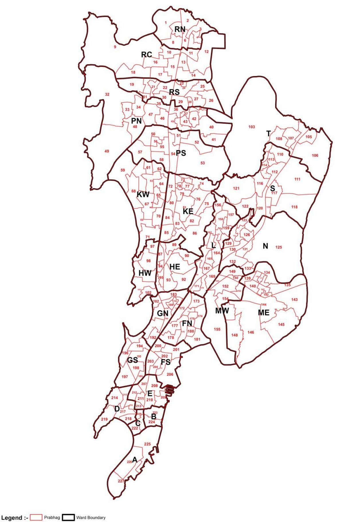 der Gemeinde-Karte von Mumbai