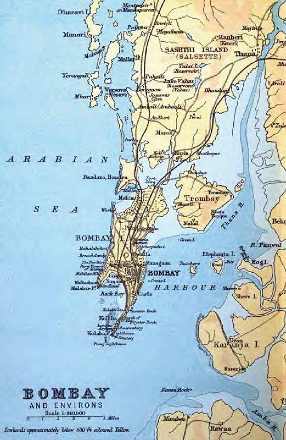 alte Karte von Mumbai