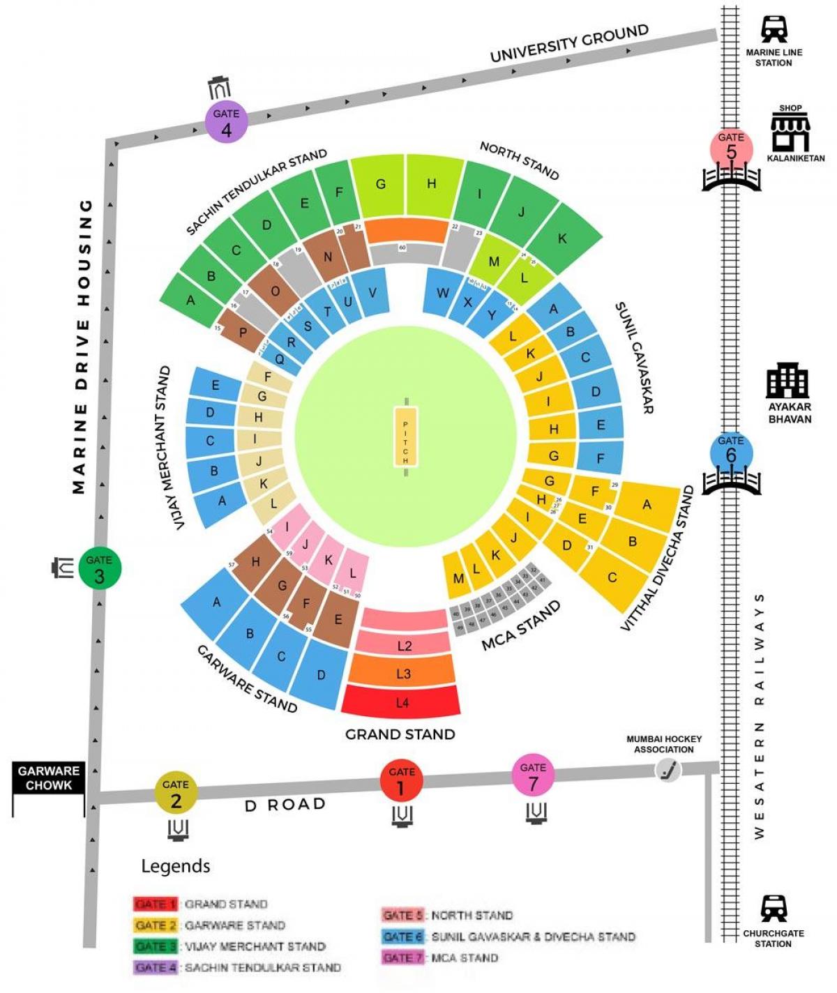 Wankhede-Stadion, Mumbai-Karte